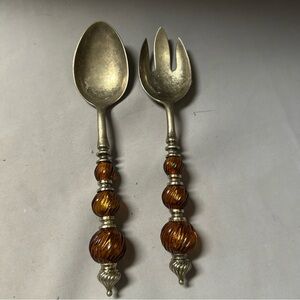 Vintage Silver and Brown Cutlery Set